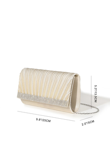 Bell Luxury Elegant Square Pleated Satin Sparkling Diamond <b>Clutch</b> Bag for Women Evening Party <b>Wedding</b> Bridal Black Famous - Product Image 6