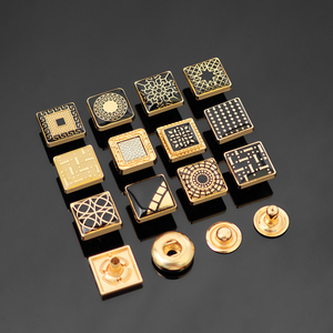 KUNSHUO-Botones a presión de metal, respetuosos con el medio ambiente, para hombres, ropa Thobe árabe, con logotipo personalizado, patrones cuadrados y rectangulares de aleación de zinc - Product Image 2