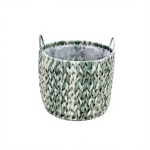 Set of 2 Two Tone PE Rattan Woven <b>Plant</b> <b>Pot</b> Stand Outdoor Flower Planter <b>Holder</b> Basket with Metal Frame - Product Image 1
