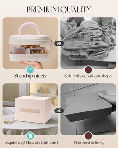 Sac cosmétique personnalisé PVC clair mignon mode lettre PU fermeture éclair grande capacité étanche trousse de maquillage de voyage - Product Image 6