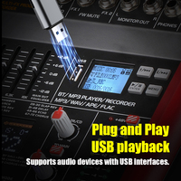 CHXYKOM G10-DX Mixeur audio professionnel avec effets DSP, lecteur MP3, égaliseur 7 bandes, pour scène, karaoké, église, sonorisation en direct, communication filaire