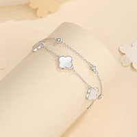 Bracelet H2 Jewelry plaqué or tendance avec coquillage porte-bonheur et ZIRCON, double empilable pour femme - Cadeau de mariage ou de fête