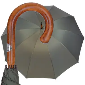 Logo ile özelleştirilmiş kişiselleştirilmiş şemsiye promosyon hediye lüks ahşap J kolu düz açık şemsiye