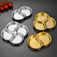 Plat en acier inoxydable en forme de fleur, style coréen, plat à sauce pour barbecue séparé, plat à sauce pour fondue, utilisation en fête, multi-grilles