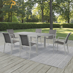 Ensemble table à manger et chaises extensibles <span class=keywords><strong>de</strong></span> <span class=keywords><strong>jardin</strong></span> en <span class=keywords><strong>aluminium</strong></span> pour patio extérieur moderne pour restaurant - Product Image 3