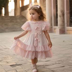 Robes espagnoles en dentelle pour bébé, robe rose pour filles, volants, vente en gros de vêtements pour enfants, vêtements pour enfants de 2 à 6 ans - Product Image 6