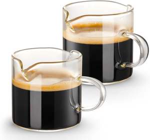 Taza de Café de Vidrio de Borosilicato Alto de 75 ml con Doble Boquilla y Asa, Accesorios Pequeños para Máquina de <span class=keywords><strong>Espresso</strong></span>, Venta al por Mayor - Product Image 1