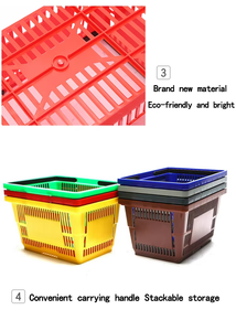 Paniers de courses en plastique écologiques de 22 L avec 2 poignées pour supermarchés et épiceries - Product Image 6