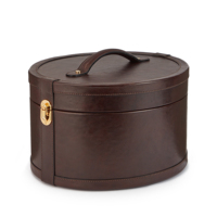 Boîtes de présentation de luxe noires pour chapeaux de baseball à motifs floraux, boîtes rondes portables en cuir personnalisées pour le rangement et l'emballage de chapeaux hauts de forme, idéales comme coffret cadeau.