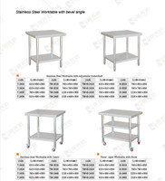 Table de préparation en acier inoxydable pour le nettoyage du poisson, plan de travail à 3 niveaux avec double étagère inférieure pour marché de fruits de mer