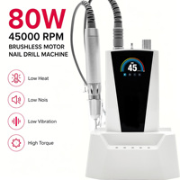 Machine à ongles électrique sans fil de luxe en acier inoxydable 45000 tr/min, lime à ongles sans balais pour salon de manucure, équipement professionnel pour retirer le vernis gel