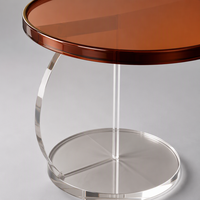 Table d'appoint ronde moderne en acrylique transparent pour salon, chambre, hôtel, salle à manger, appartement