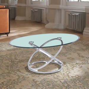 Gran oferta, mesa de centro de vidrio templado con Base cromada de diseño moderno con tapa transparente para sala de estar, muebles al por mayor - Product Image 4