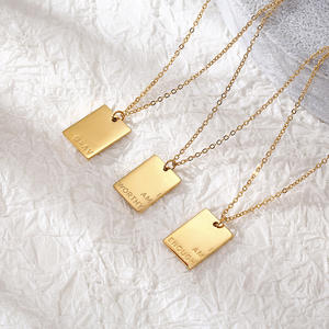 Nouveau collier avec pendentif carré en lettres pour femmes, <span class=keywords><strong>or</strong></span> 18 carats, collier personnalisé gravé, <span class=keywords><strong>médaille</strong></span> en <span class=keywords><strong>or</strong></span> avec initiale, pendentif en lettres - Product Image 5