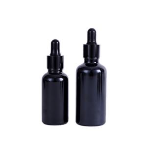 Flacons compte-gouttes en verre noir brillant personnalisés de luxe avec protection UV 5ml 10ml 15ml 30ml 50ml 100ml pour huiles essentielles et teintures - Product Image 4