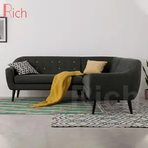 Contemporary Minimalist Fabric Big Corner Sofa 7 10 Seater Big Sectional Sofa With Rainbow Buttons