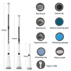 Banyo mutfak için elektrik Spin Scrubber uzunluğu ayarlanabilir akülü güç iplik tahta fırçası el duş temizleyici fırça