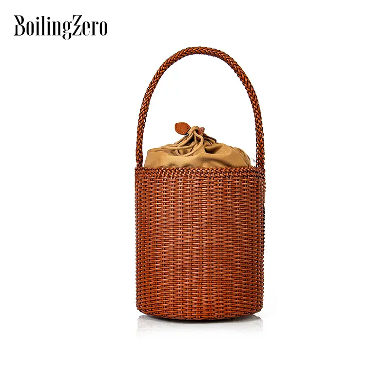 Women Vintage Handmade Woven Handbag Genuine Leather Bag Lady Messenger Bags