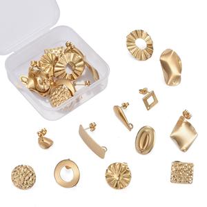 Boucles d'oreilles créoles à la mode pour femmes, plaqué or 18K, en acier inoxydable, avec dos, bijoux à faire soi-même, livraison gratuite, 2021 - Product Image 4