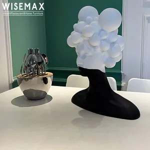 WISEMAX Furnitur Dekorasi Rumah Modern Patung Resin Seniman Ornamen Seni Bentuk Suara Manusia Putih untuk Kamar Tidur Ruang Tamu