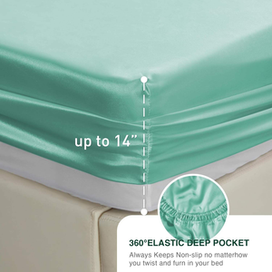 Parure de draps de luxe en satin de soie 100% pour lit King Size, 400 fils, toucher soyeux, poches profondes, <span class=keywords><strong>1</strong></span> <span class=keywords><strong>drap</strong></span> plat, <span class=keywords><strong>1</strong></span> <span class=keywords><strong>drap</strong></span>-<span class=keywords><strong>housse</strong></span>, 2 taies d'oreiller - Product Image 5