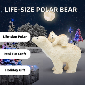 <span class=keywords><strong>Ours</strong></span> polaire <span class=keywords><strong>blanc</strong></span> réaliste fait main, grandeur nature, en plastique et fourrure synthétique, décoration de Noël pour animaux sauvages - Product Image 2