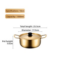 Marmite coréenne multifonction en acier inoxydable doré, best-seller, pour nouilles instantanées, avec couvercle et double poignée, compatible gaz et induction