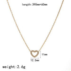 18K verguld roestvrijstalen romantische hartvormige lange ketting anti-aanslag CZ hanger ketting dames sieraden - Product Image 5