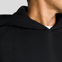 Sudadera con Capucha para Hombre, Talla Grande, Ligera, Clásica, Negra, de Algodón con Certificación GOTS, Logotipo Personalizado, Estilo Urbano, Tejido de Rizo Francés