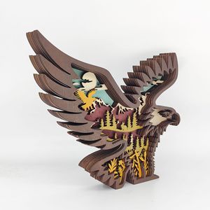 Figura de águila tallada en madera de varias capas Uionen, estilo montaña y bosque, adorno artesanal de madera con forma de animal para decoración del hogar - Product Image 2