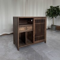 Meuble de salon en bois d'orme massif, style chinois, avec rangement, mobile, sans assemblage, pour thé et autres usages.