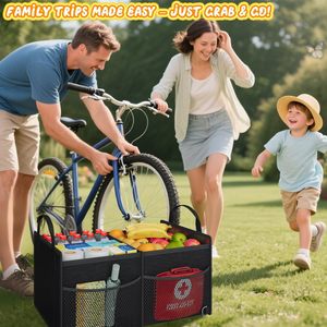 Gran SUV, organizador de maletero multicompartimento, almacenamiento de coche de poliéster Oxford plegable para <span class=keywords><strong>juguetes</strong></span> de bebé, modelo de cofre de juguete eficiente - Product Image 6