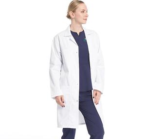 Bata Médica Larga de Polialgodón con Solapa de Muesca, Costuras Prensadas y Múltiples Bolsillos, Uniforme Blanco para <span class=keywords><strong>Hospital</strong></span> y Clínica - Product Image 2