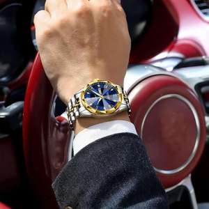 Reloj de pulsera POEDAGAR 698 de lujo para hombre, original, resistente al agua, luminoso, con fecha, día de la semana, de acero inoxidable, de cuarzo. - Product Image 3