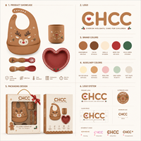 Ensemble de sevrage pour bébé en silicone personnalisé OEM pour Noël - Kit d'alimentation de 5 pièces pour les fêtes avec bavoir renne, tasse et assiette cœur