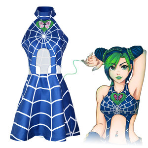Costume de cosplay JoJo's Bizarre Adventure Jolyne Kujo, ensemble bleu avec motif toile d'araignée, tenue de jeu de rôle anime pour adultes - Product Image 5