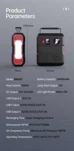 Xách tay 4-in-1 12V 24000mAh Xe pin Jumper & ngân hàng điện với LED ánh sáng lốp Inflator & nhảy khởi động xe công cụ thiết lập - Product Image 6
