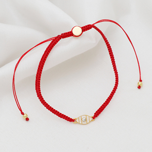 Hot Selling 925 Sterling Silver Gold Plated <b>Red</b> Macrame <b>Bracelet</b> with Enamel EvilEye Charm 18K Gold Plating <b>Bracelet</b> - Product Image 2