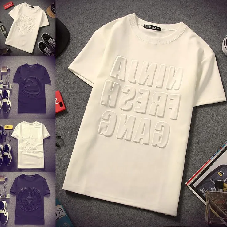 Fancywork moderno In Rilievo degli uomini di Stampa manica corta Personalizzata DesignCustom Tshirt Modello 3d T-Shirt Design