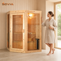 Ruang Sauna Uap Kering Tradisional yang Dapat Disesuaikan untuk 2-6 Orang, Kabin Sauna Kayu Solid dengan Pilihan Material Kayu Beragam