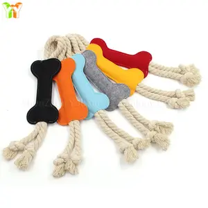 En Stock, juguete de hueso para perro, hueso de corteza de fieltro, seguro para cachorros, cuerda masticable para perros, hueso para masticar personalizado, los mejores juguetes para masticar para cachorros