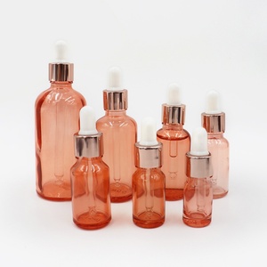 Flacon compte-gouttes en verre coloré rose dégradé personnalisé pour huile cosmétique, essence, sérum - Product Image 3