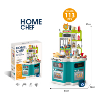 Jouets de cuisine pour enfants, série Chef à la maison, meubles de cuisine, jouets pour cuisiner, ensemble de vaisselle, table à manger, jouets 113 pièces, son et lumière pour enfants