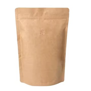 Bolsa de café de papel Kraft Lingjie, bolsa de papel de aluminio, bolsa de café de fondo plano con válvula de bloqueo de cremallera de fondo redondo - Product Image 1