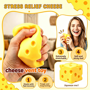 Jouet anti-stress unique et extensible en forme de fromage jaune, inodore, à presser, gadget anti-anxiété, idéal pour les cadeaux promotionnels d'entreprise - Product Image 3