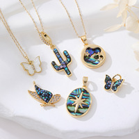 Collier pendentif en forme d'étoile de papillon en nacre, accessoires de mode plaqués or 14 carats, Yuanlong Europe et Amérique, commerce transfrontalier