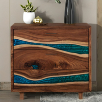 Buffet en bois avec portes en résine époxy, meuble de rangement, console, table de salle à manger, cuisine, salon, console, armoire