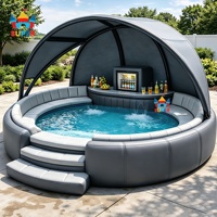 Bar de piscine gonflable personnalisé avec auvent et sièges – Équipement de jeu aquatique pour fêtes en extérieur