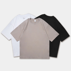 Camiseta de peso pesado con hombros caídos de 240 GSM de alta calidad, ropa de calle personalizada de algodón pesado en blanco de lujo, camiseta de gran tamaño para hombre - Product Image 5