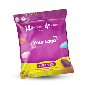 Logo personnalisé 12 sacs de bonbons Chewy Classic Fruit Flavors Low Sugar Protein Candy With <span class=keywords><strong>Whey</strong></span> Gelatin Corn. - Product Image 3
